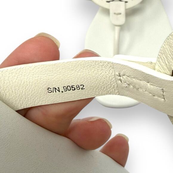 Tory Burch Soft Leather Miller Thong Sandal White 9.5 Women’s - Picture 10 of 11